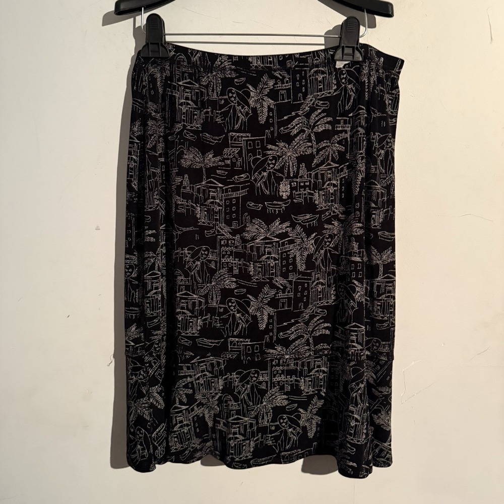 Chicos Travelers Size 3 Women's 16 Skirt Slinky Stretchy Resort Tropical Cruise‎